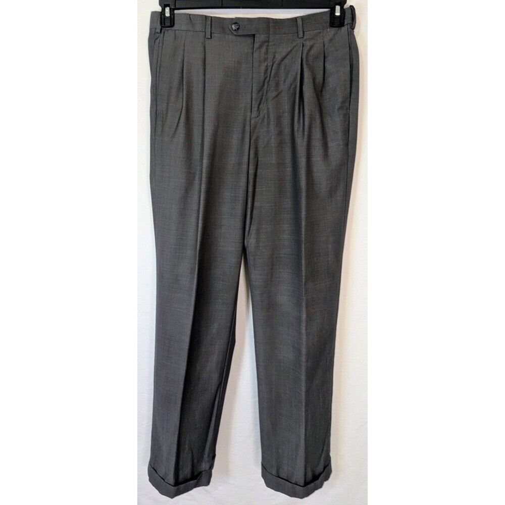 Roundtree & Yorke Mens Gray Pleated Dress Pants 34x31